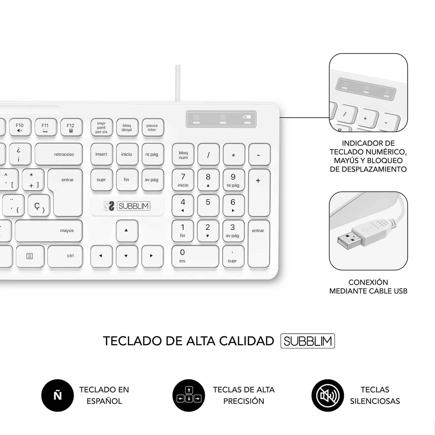 Teclado Subblim Business Slim: Silencioso, Plano y Español