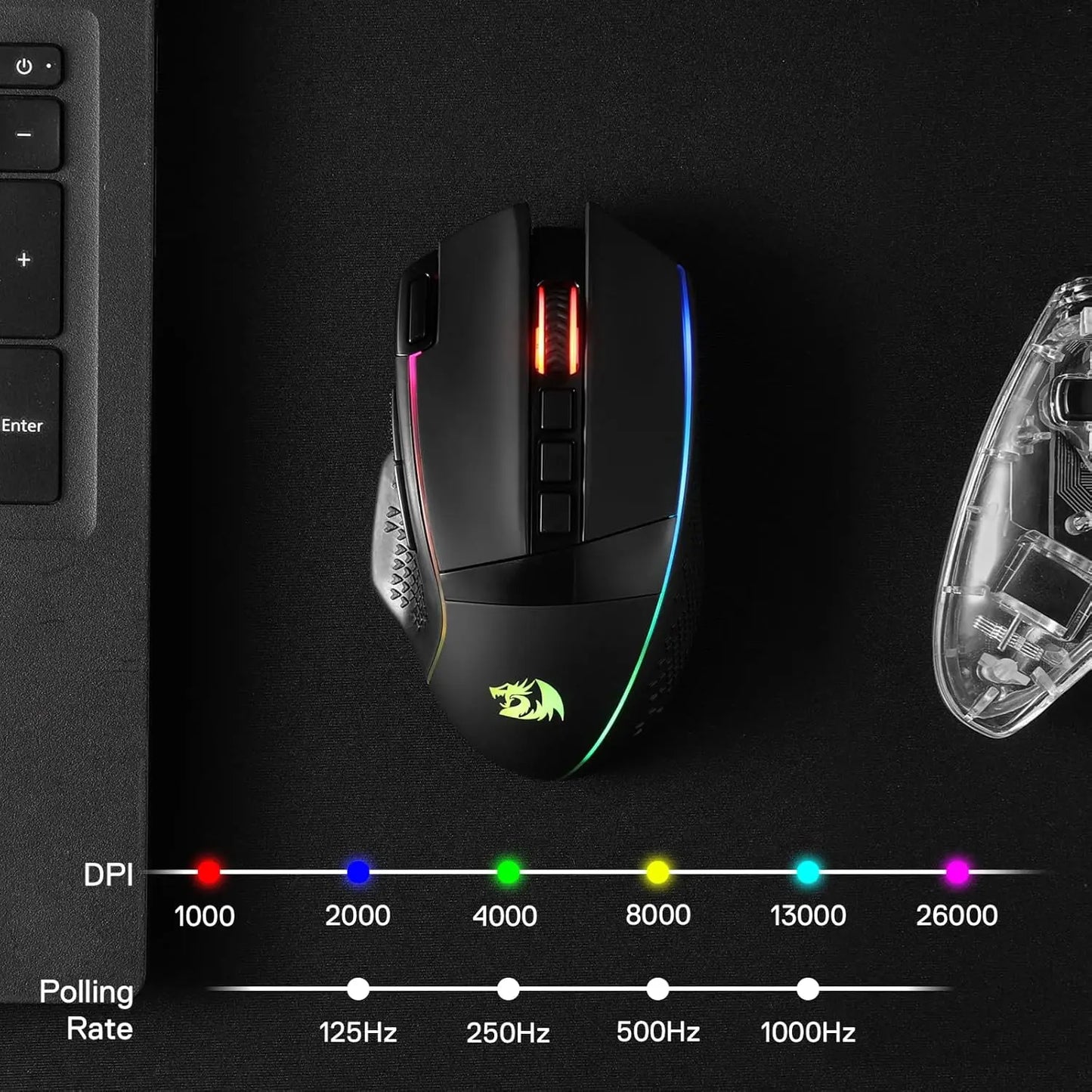 Mouse Gamer Redragon M991: 26000 DPI, Tri-Mode & 9 Botones Macro