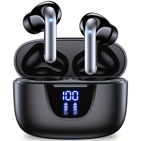 Wireless Earbuds, Wireless 5.3 Headphones with 13mm Speaker, Ultra-Long Playtime, Type-C Fast Charging Case, Stereo Wireless In-Ear Earbuds for iPhone and Android, Gaming Business Sports Headset Microphone. Display with Digit