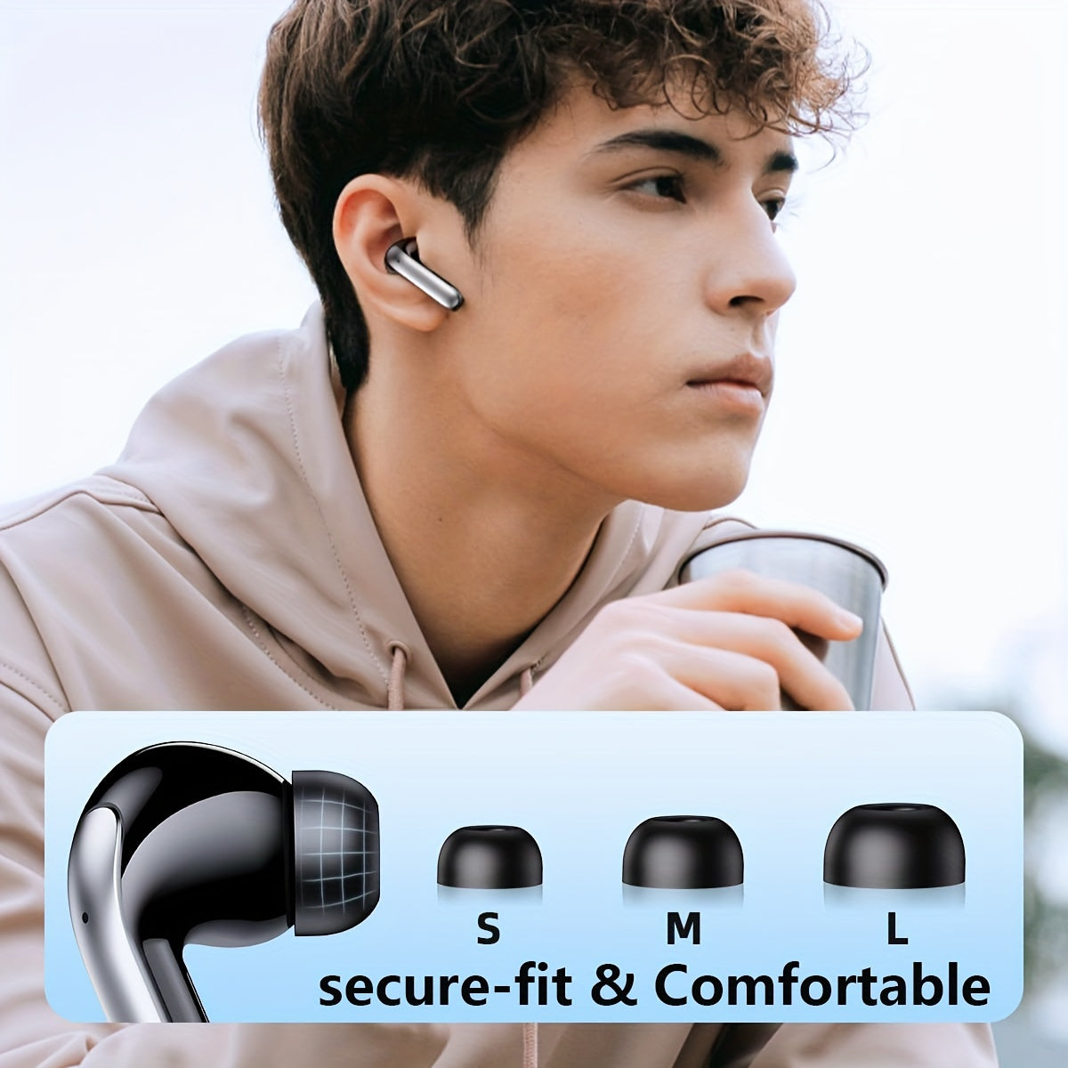 Wireless Earbuds, Wireless 5.3 Headphones with 13mm Speaker, Ultra-Long Playtime, Type-C Fast Charging Case, Stereo Wireless In-Ear Earbuds for iPhone and Android, Gaming Business Sports Headset Microphone. Display with Digit