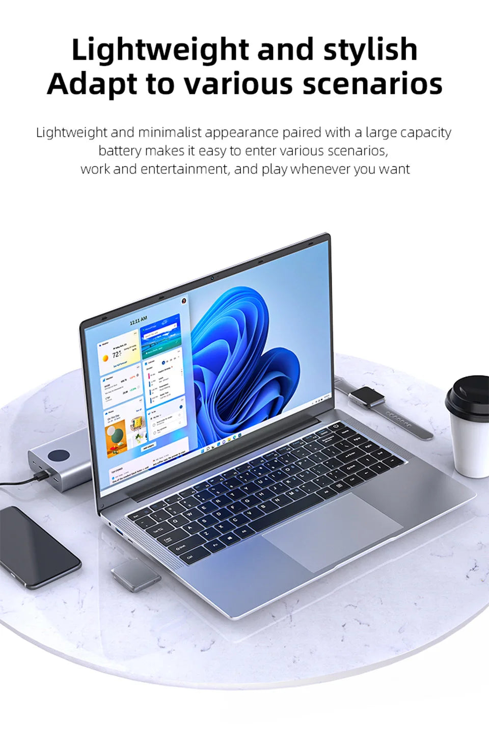 Notebook Slim: 12GB RAM + 512GB SSD (Intel Quad-Core)