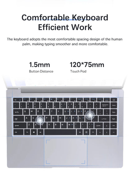 Notebook Slim: 12GB RAM + 512GB SSD (Intel Quad-Core)