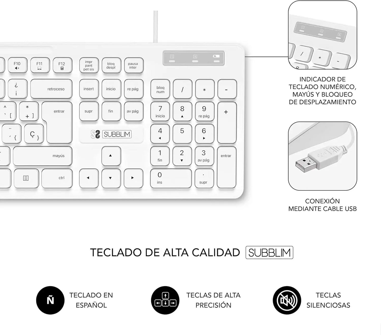Teclado Subblim Business Slim: Silencioso, Plano y Español