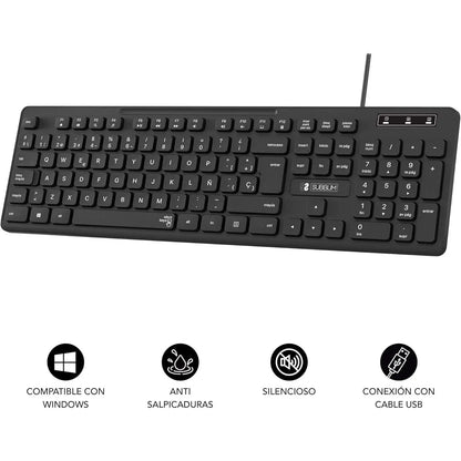 Teclado Subblim Business Slim: Silencioso, Plano y Español (Negro)
