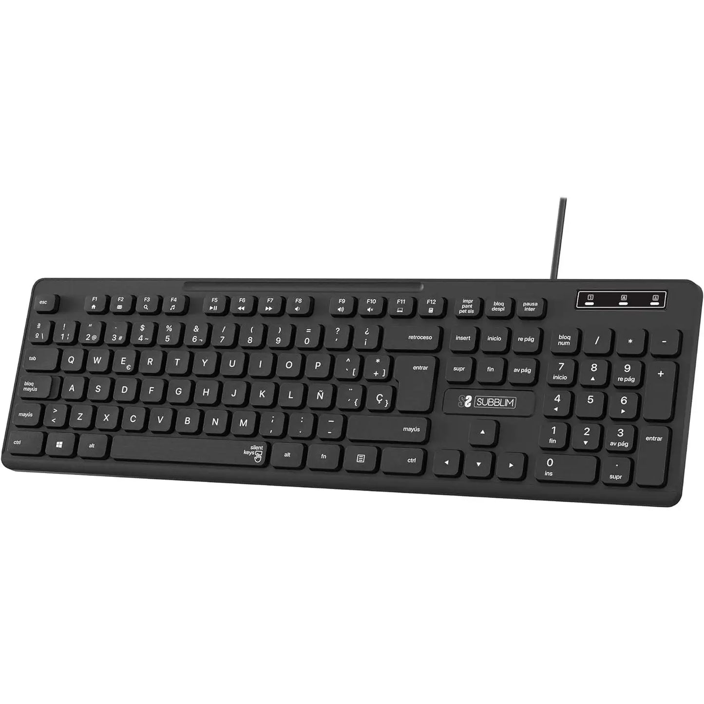 Teclado Subblim Business Slim: Silencioso, Plano y Español (Negro)