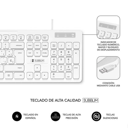 Teclado Subblim Business Slim: Silencioso, Plano y Español