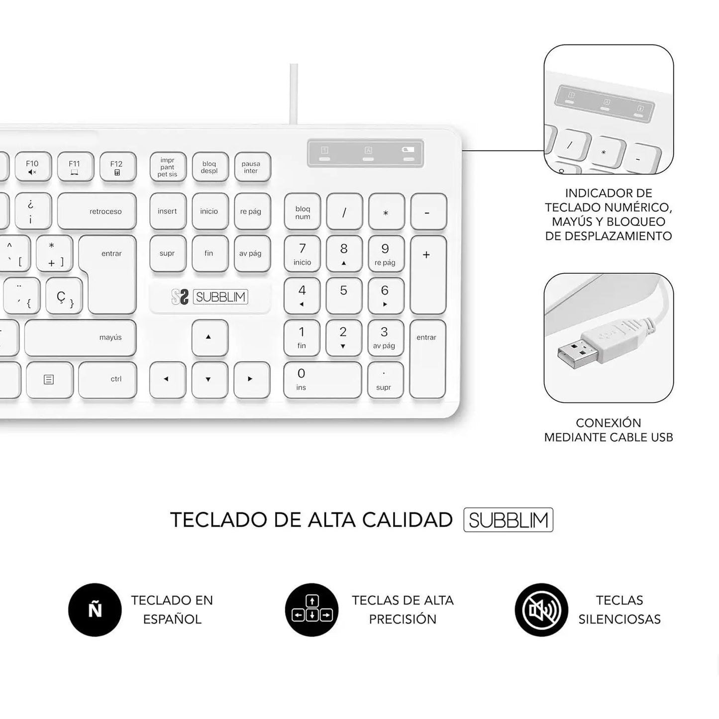 Teclado Subblim Business Slim: Silencioso, Plano y Español