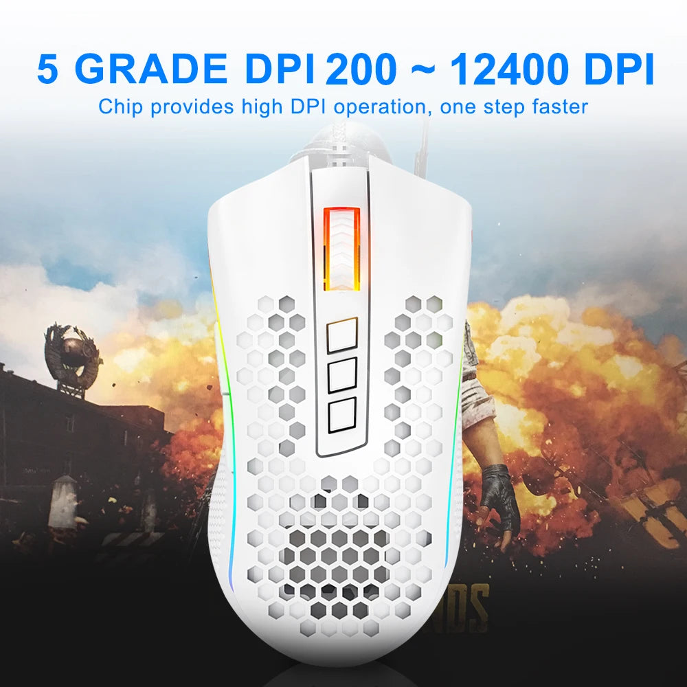 Redragon M808 STORM: Mouse Gamer Ultraligero Honeycomb 12.4K DPI