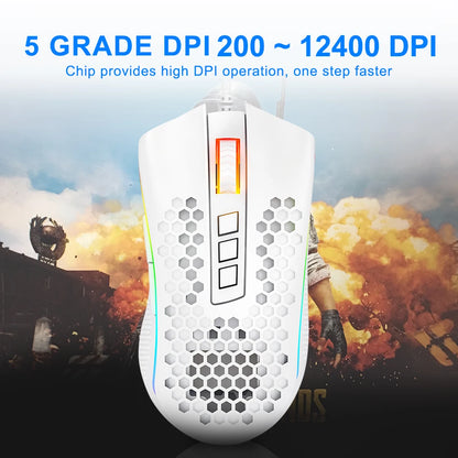 Redragon M808 STORM: Mouse Gamer Ultraligero Honeycomb 12.4K DPI