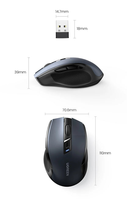 Mouse Ergonómico Ugreen Pro: Bluetooth 5.0 + 2.4G & 4000 DPI