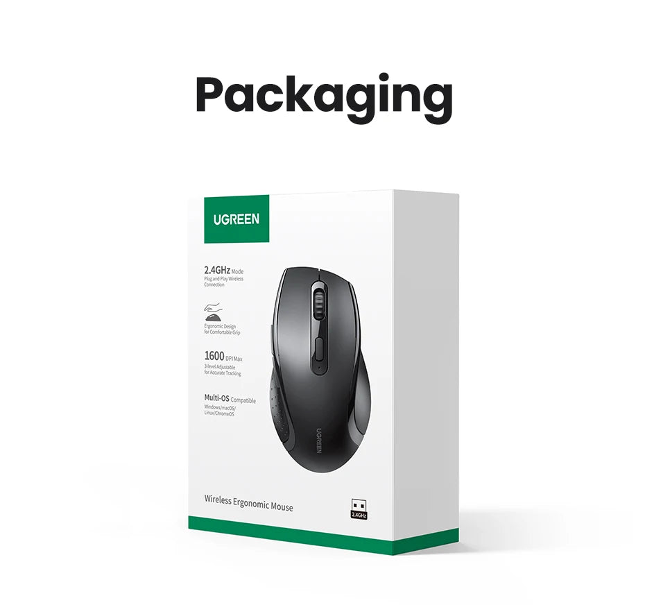 Mouse Inalámbrico Ugreen Silent: Silencioso, Ergonómico y Minimalista