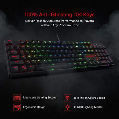 Teclado Mecánico Redragon K582 SURARA RGB: Red Switches & Anti-Ghosting
