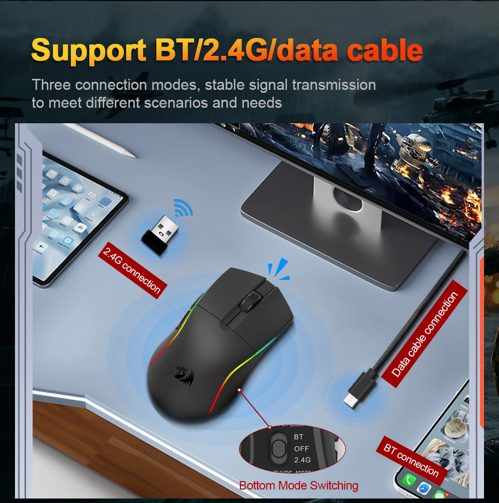 Redragon M816 DEICIDE PRO: 26K DPI & Tri-Mode Wireless