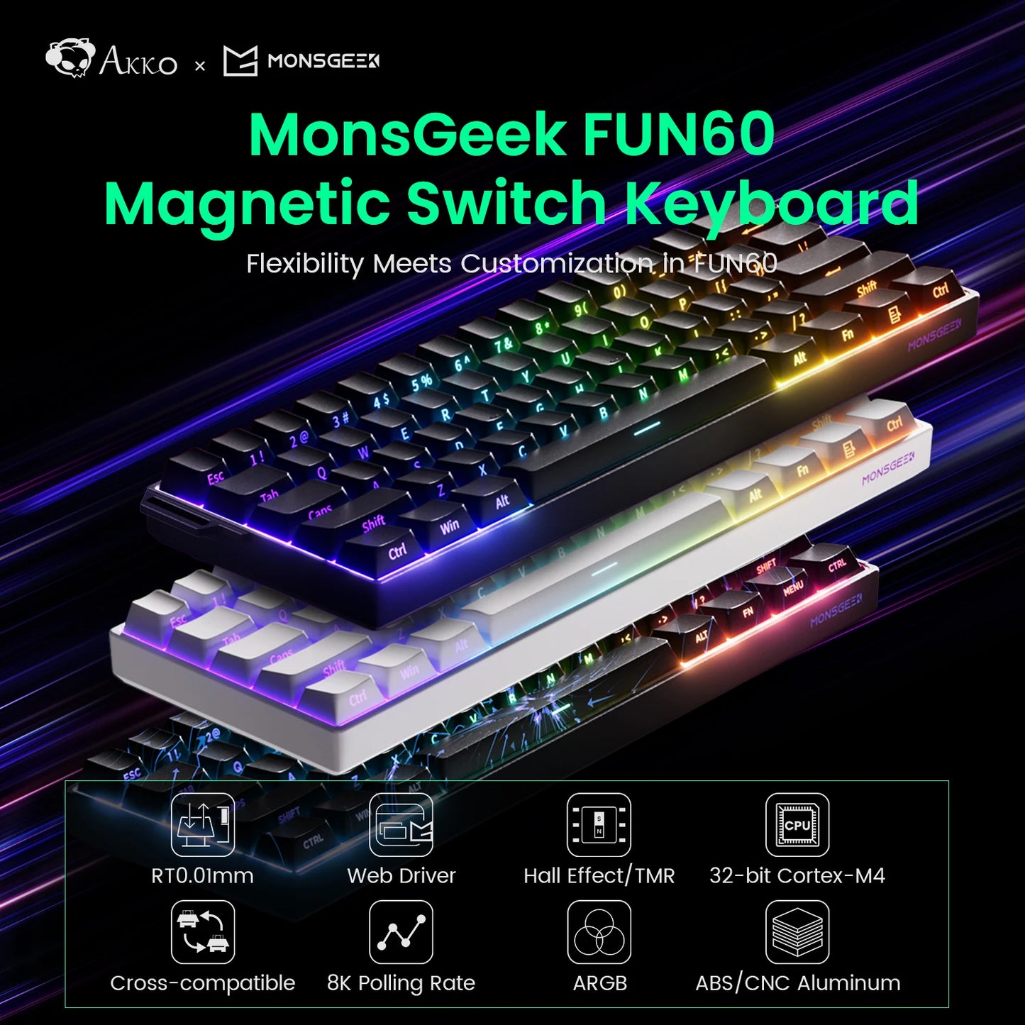 MonsGeek FUN60: Teclado Magnético 8K (Rapid Trigger 0.01mm)