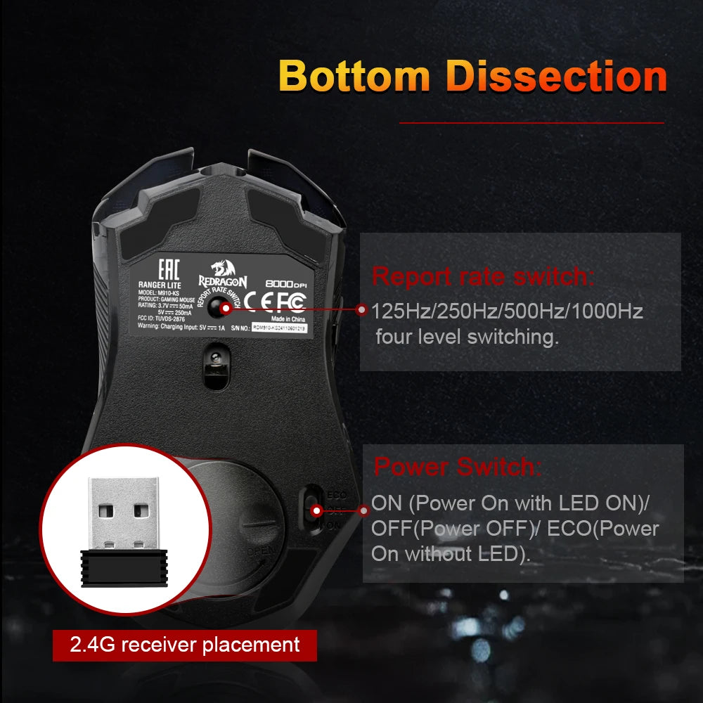 Redragon RANGER LITE M910-KS: Wireless RGB Pro Custom