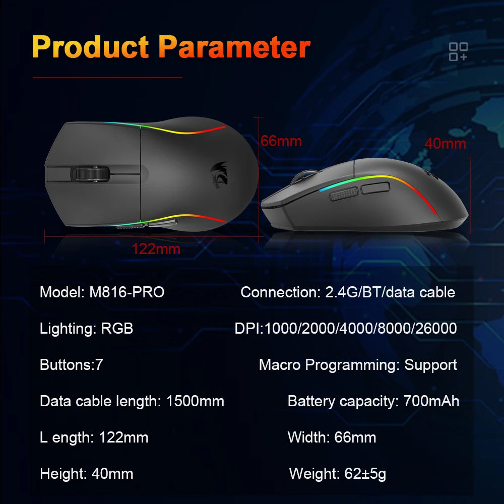 Redragon M816 DEICIDE PRO: 26K DPI & Tri-Mode Wireless