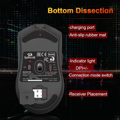 Redragon M816 DEICIDE PRO: 26K DPI & Tri-Mode Wireless