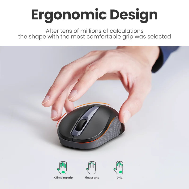 Mouse Ergonómico Ugreen Wireless: Silencioso con 6 Botones & 2400 DPI