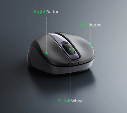 Mouse Ergonómico Ugreen Wireless: Silencioso con 6 Botones & 2400 DPI