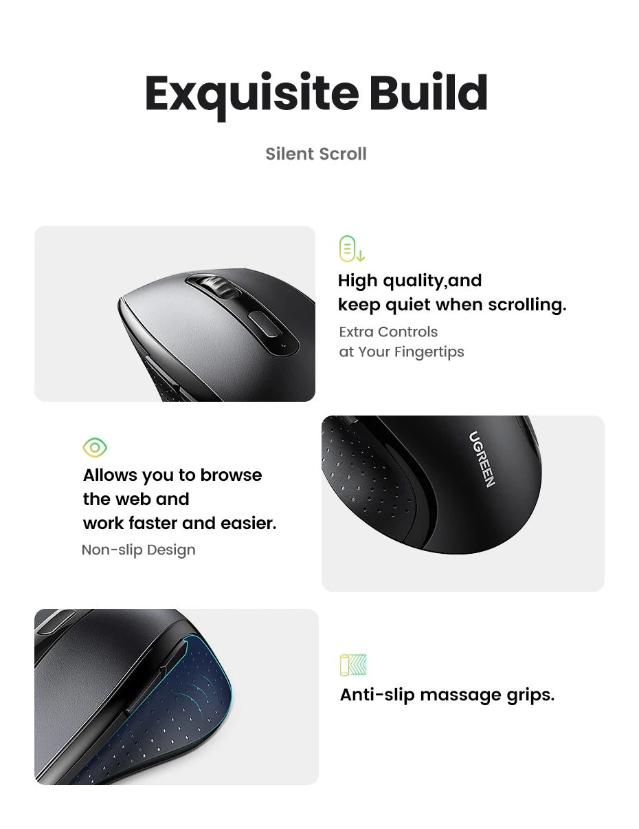 Mouse Inalámbrico Ugreen Silent: Silencioso, Ergonómico y Minimalista