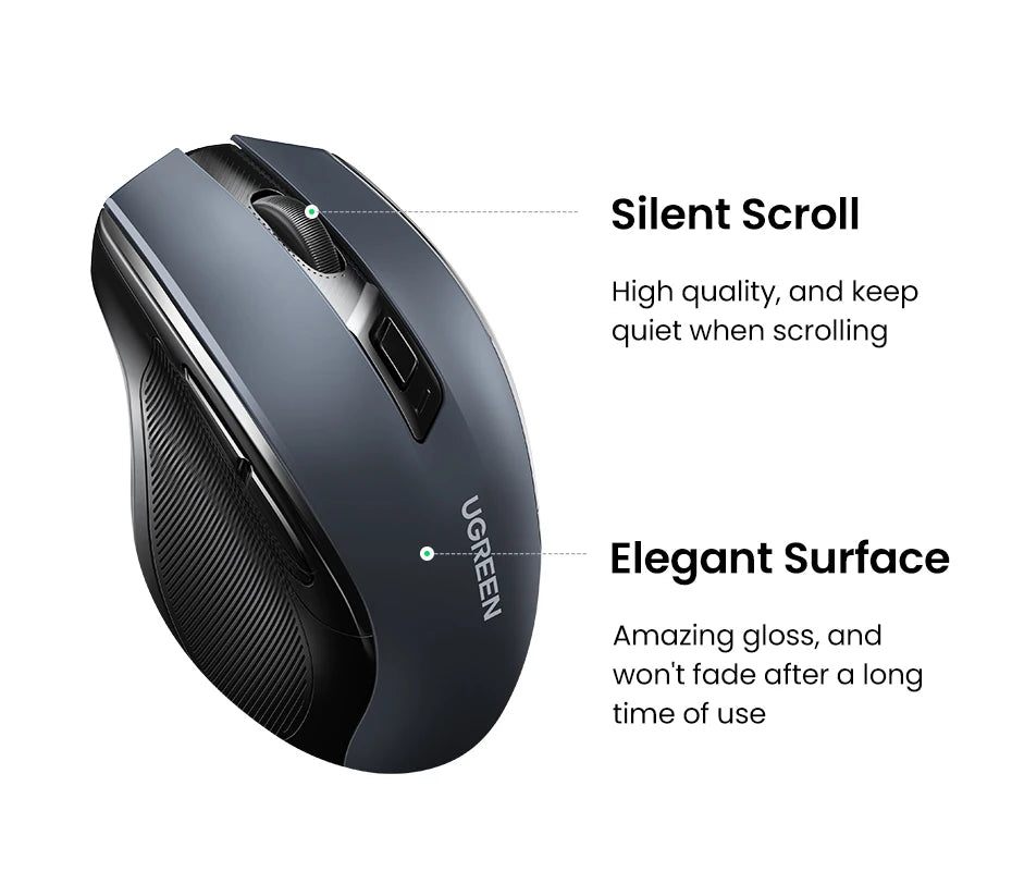Mouse Ergonómico Ugreen Pro: Bluetooth 5.0 + 2.4G & 4000 DPI