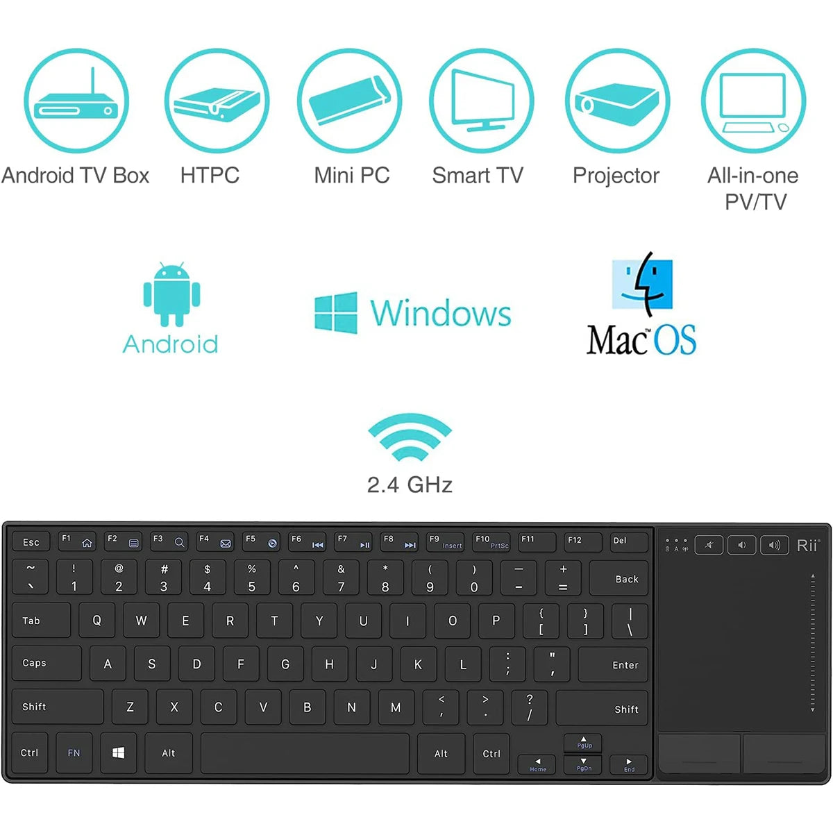 Teclado Inalámbrico Slim con Touchpad: Control Smart TV y Tablet