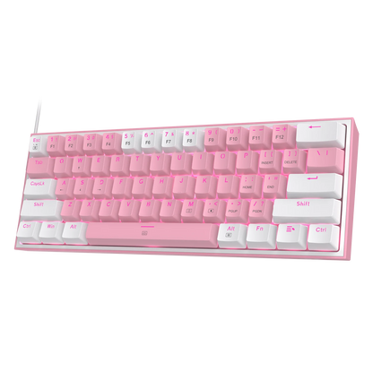 Redragon K617 Fizz 60% Wired RGB Gaming Keyboard, 61 Keys Hot-Swap Compact Mechanical Keyboard Red Switch