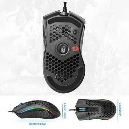 Redragon M808 STORM: Mouse Gamer Ultraligero Honeycomb 12.4K DPI