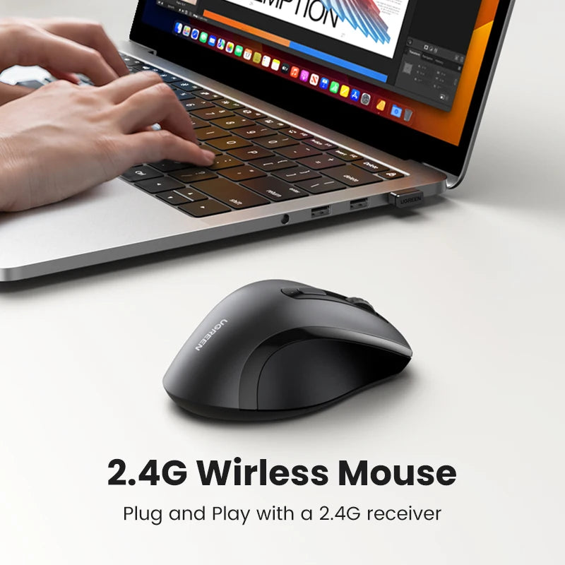 Mouse Inalámbrico Ugreen Silent: Silencioso, Ergonómico y Minimalista