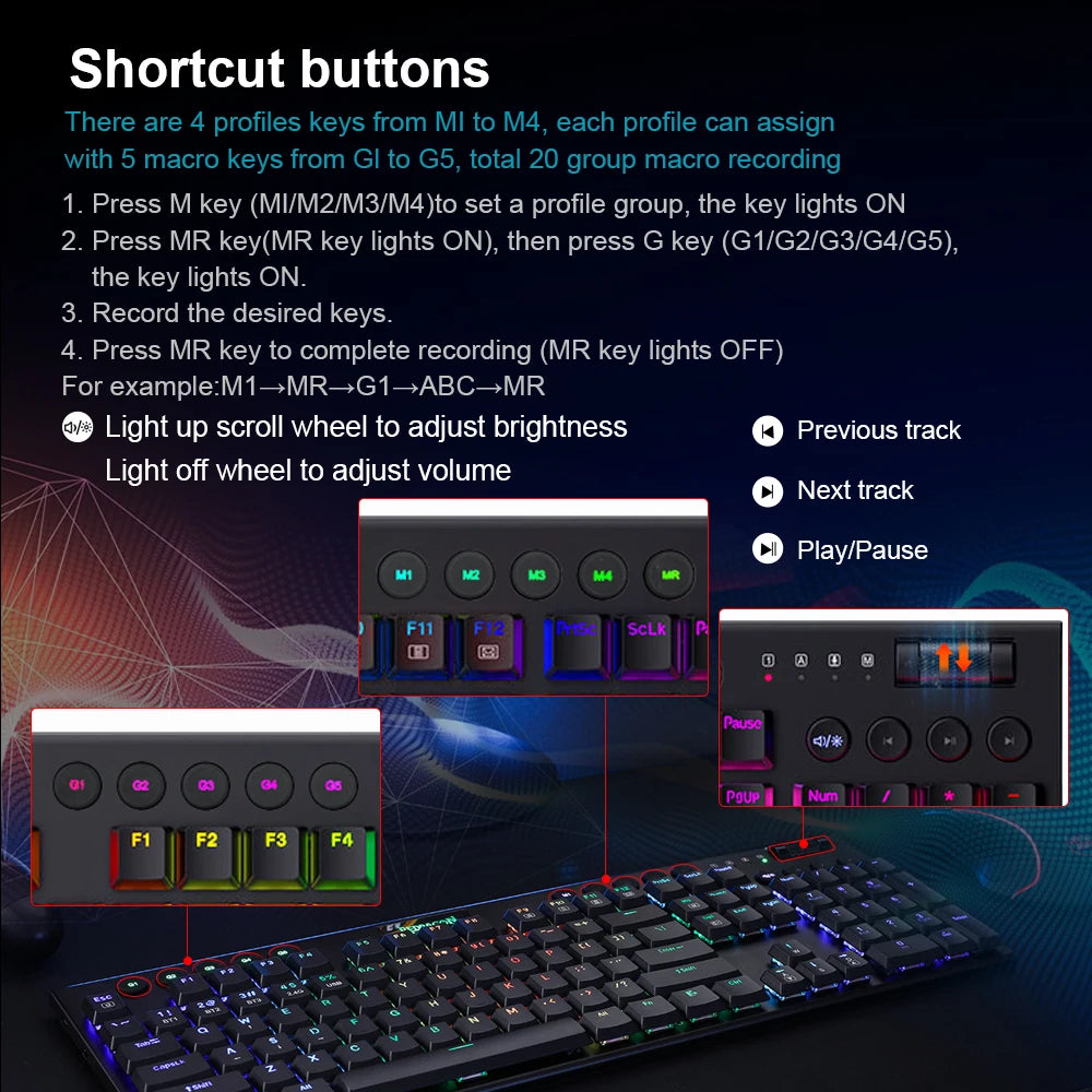 Teclado Mecánico Redragon K618 Horus: Ultra-Slim, Tri-Mode & Bluetooth