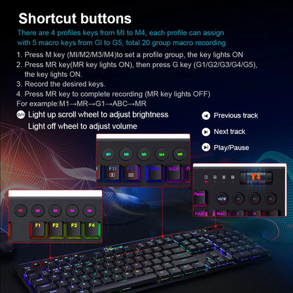 Teclado Mecánico Redragon K618 Horus: Ultra-Slim, Tri-Mode & Bluetooth