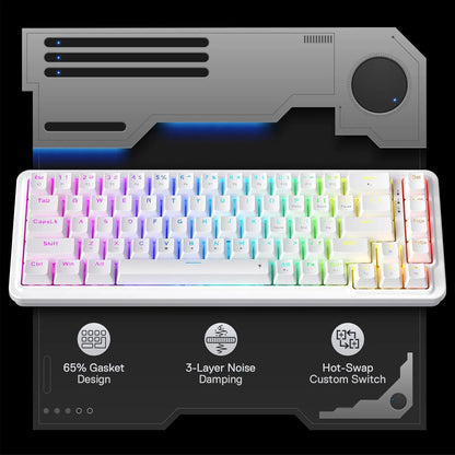 Teclado Mecánico Redragon K709: Gasket Mount, 65% RGB & Sonido Pro