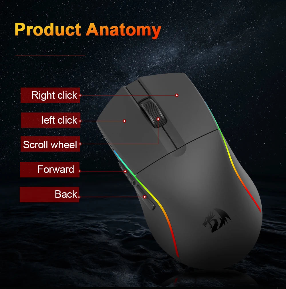 Redragon M816 DEICIDE PRO: 26K DPI & Tri-Mode Wireless