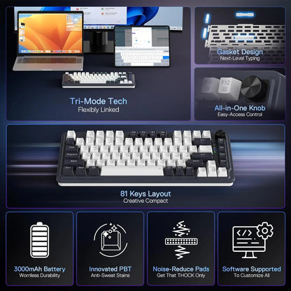 Teclado Mecánico Redragon K673 PRO: 75% Wireless, Gasket Mount & RGB