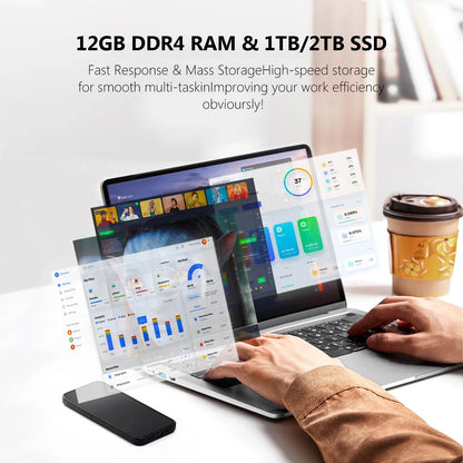 Notebook Slim: 12GB RAM + 512GB SSD (Intel Quad-Core)