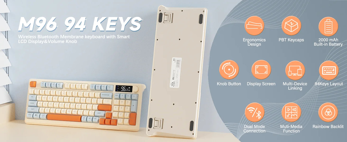 ZIYOU LANG T6: Teclado Gaming Inalámbrico con Pantalla LCD y Perilla