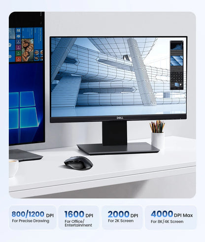 Mouse Ergonómico Ugreen Pro: Bluetooth 5.0 + 2.4G & 4000 DPI