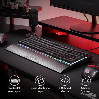 Redragon K515 Shiva RGB: El Teclado de Membrana Pro con Reposamuñecas