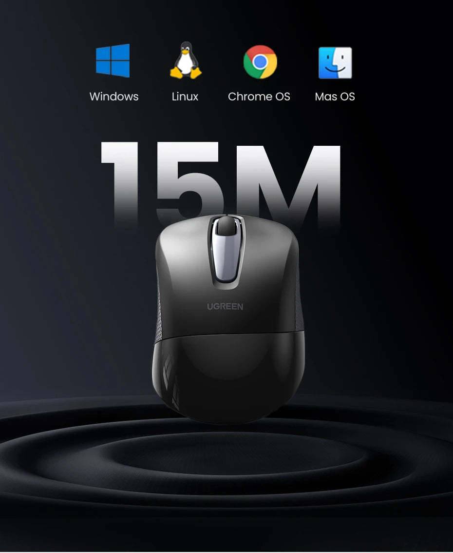 Mouse Ergonómico Ugreen Wireless: Silencioso con 6 Botones & 2400 DPI