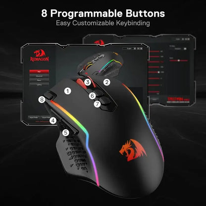 Redragon M810 PRO: Mouse Gamer Wireless con Botón Rapid Fire