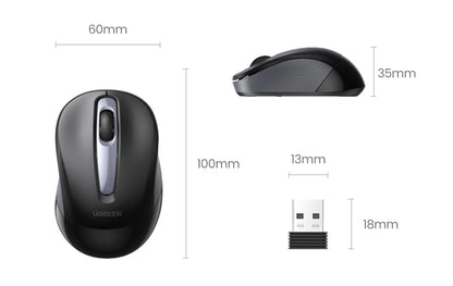 Mouse Ergonómico Ugreen Wireless: Silencioso con 6 Botones & 2400 DPI