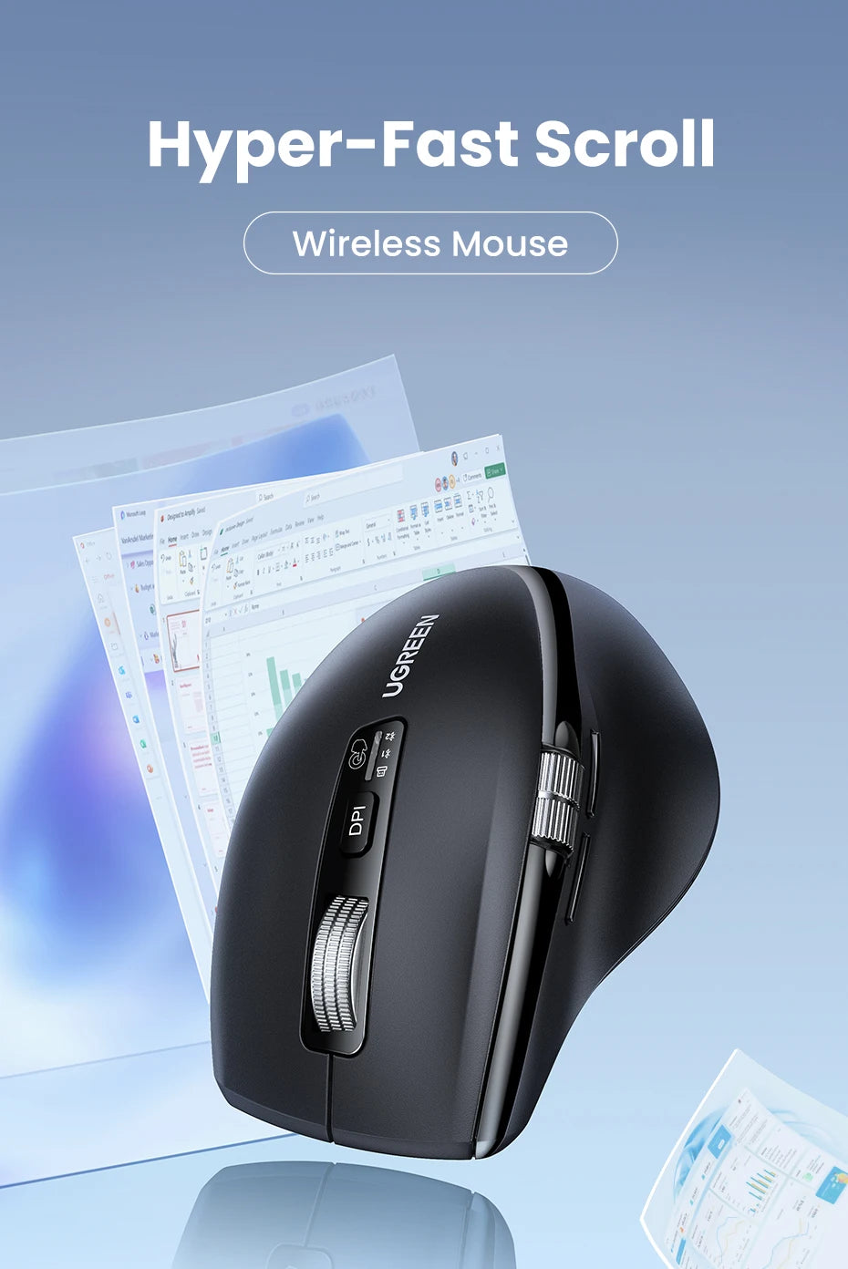 Mouse Ugreen Hyper-Fast Scroll: Bluetooth 5.4 & 5000 DPI Pro