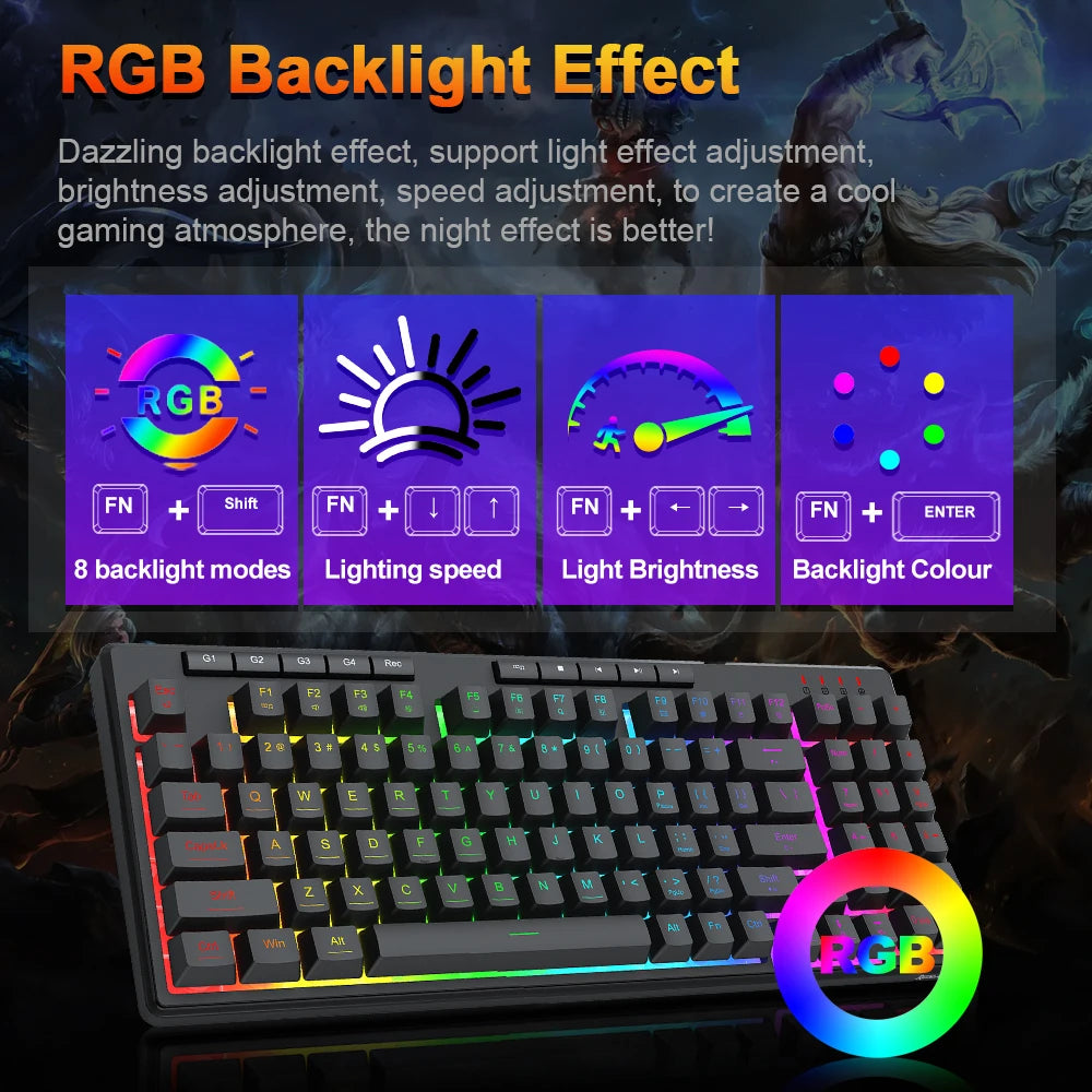 Teclado Gamer Redragon SHIVA K517: 94 Teclas, RGB & Cable Desmontable