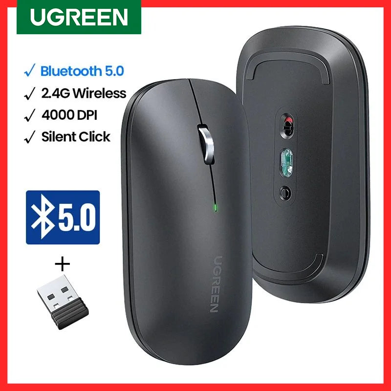 Ugreen Slim Multi-Device: Mouse Bluetooth & 2.4G Ultra-Silencioso