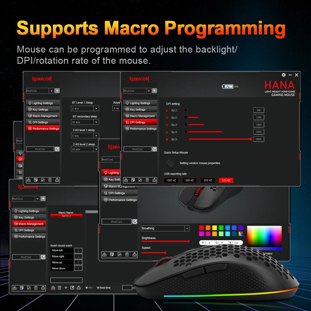 Redragon M694 HANA: Mouse Gamer Tri-Mode (Wireless, BT & Wired)