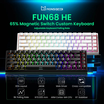 MonsGeek FUN68/60 HE: Teclado Magnético 8K (RT 0.005mm)