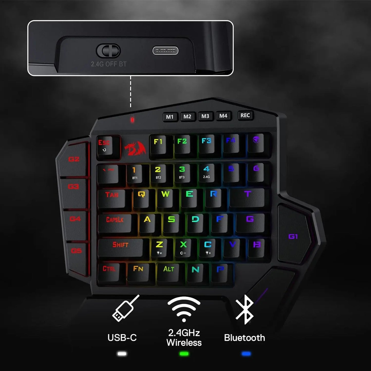 Redragon K585 PRO: Keypad Mecánico One-Handed (Tri-Mode & Macros)