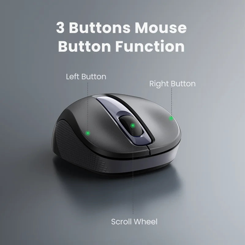 Mouse Ergonómico Ugreen Wireless: Silencioso con 6 Botones & 2400 DPI