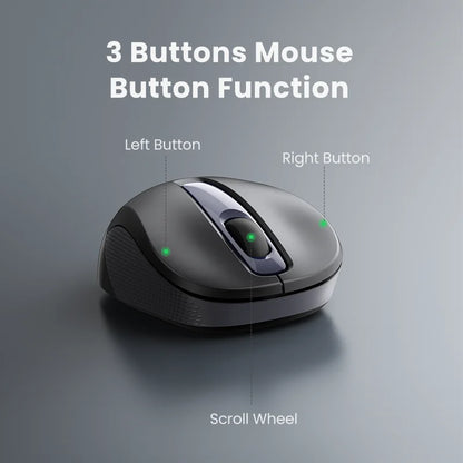 Mouse Ergonómico Ugreen Wireless: Silencioso con 6 Botones & 2400 DPI