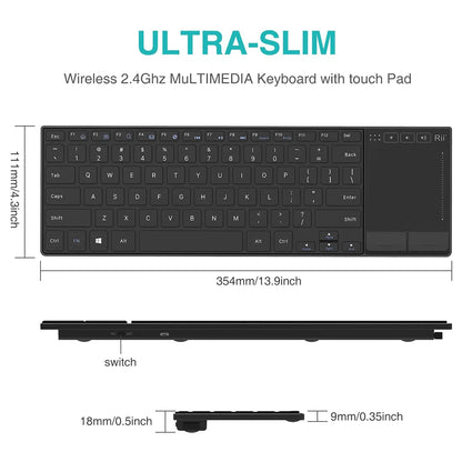 Teclado Inalámbrico Slim con Touchpad: Control Smart TV y Tablet